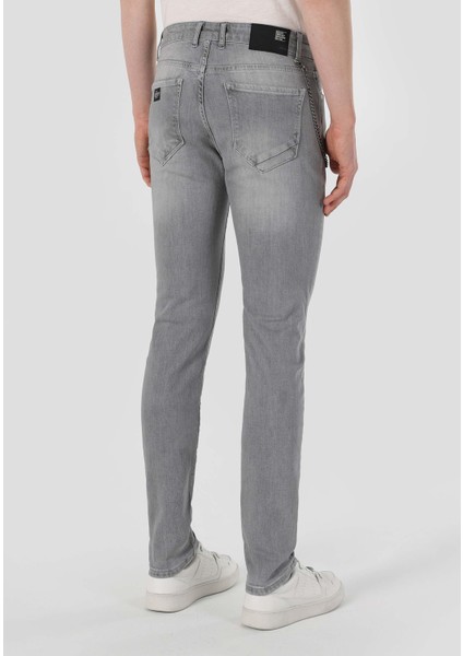 041 Danny Slim Fit Düşük Bel Dar Paça Erkek Gri Jean Pantolon