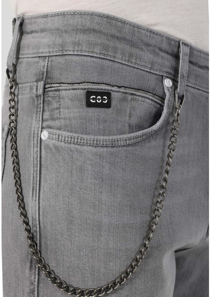 041 Danny Slim Fit Düşük Bel Dar Paça Erkek Gri Jean Pantolon