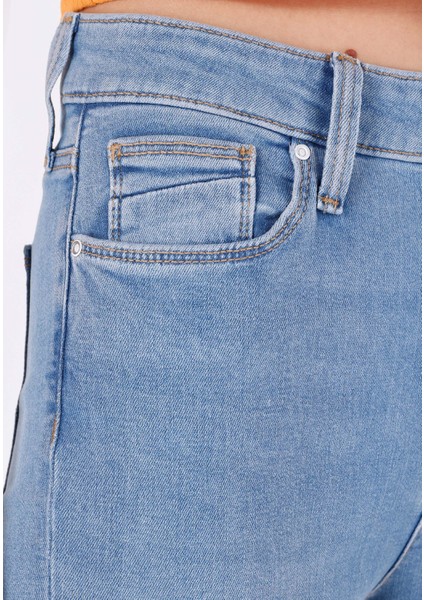 759 Lara Skinny Fit Orta Bel Dar Paça Kadın Mavi Jean Pantolon