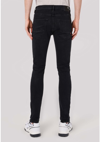 040 Alex Skinny Fit Düşük Bel Dar Paça Erkek Siyah Jean Pantolon
