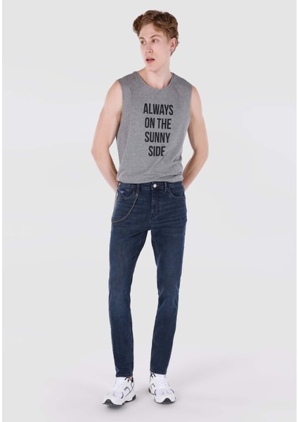 041 Danny Slim Fit Düşük Bel Dar Paça Erkek Koyu Mavi Jean Pantolon