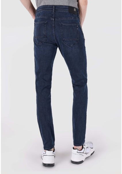 041 Danny Slim Fit Düşük Bel Dar Paça Erkek Koyu Mavi Jean Pantolon