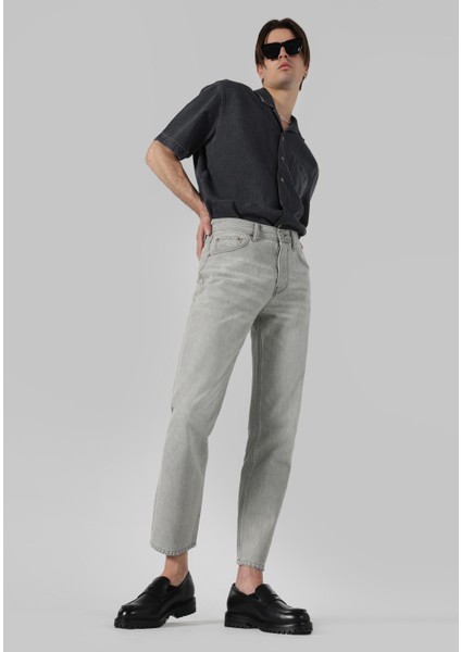 046 Marco Loose Straight Fit Orta Bel Düz Paça Erkek Gri Jean Pantolon