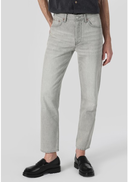 046 Marco Loose Straight Fit Orta Bel Düz Paça Erkek Gri Jean Pantolon