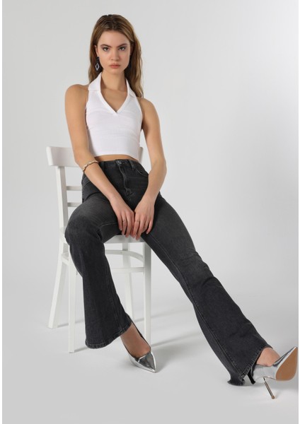 971 Mony Regular Fit Orta Bel Bootcut Kadın Siyah Jean Pantolon