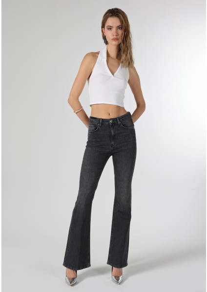 971 Mony Regular Fit Orta Bel Bootcut Kadın Siyah Jean Pantolon