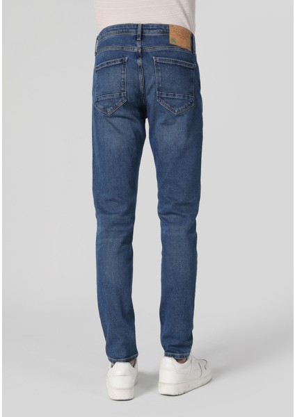 041 Danny Slim Fit Düşük Bel Dar Paça Erkek Mavi Jean Pantolon