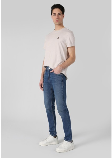 041 Danny Slim Fit Düşük Bel Dar Paça Erkek Mavi Jean Pantolon
