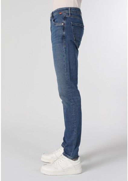 041 Danny Slim Fit Düşük Bel Dar Paça Erkek Mavi Jean Pantolon