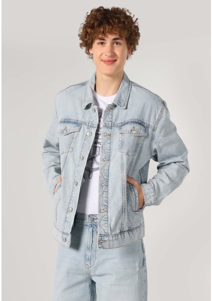 Regular Fit Fermuarlı Astarsız Erkek Mavi Ceket Cl1063606