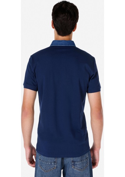 Slim Fit Düğmeli Lacivert Erkek Polo Yaka Kısa Kol Tişört fiyatları