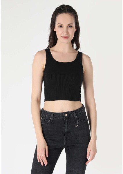 Slim Fit Kadın Siyah Atlet