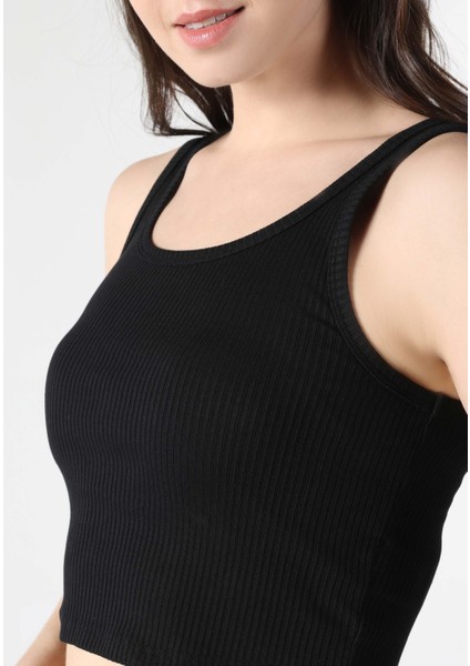 Slim Fit Kadın Siyah Atlet