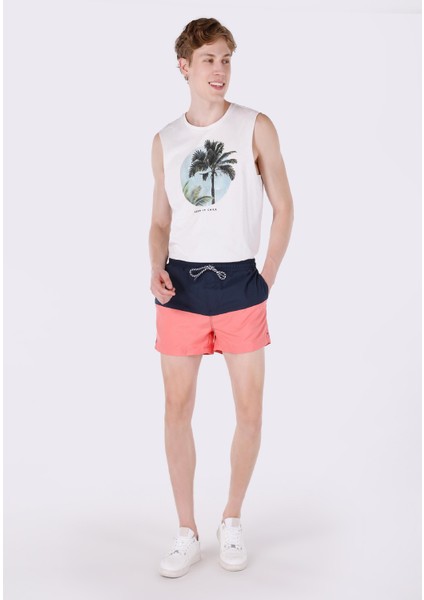 Slim Fit Düz Erkek Kirmizi Deniz Şortu