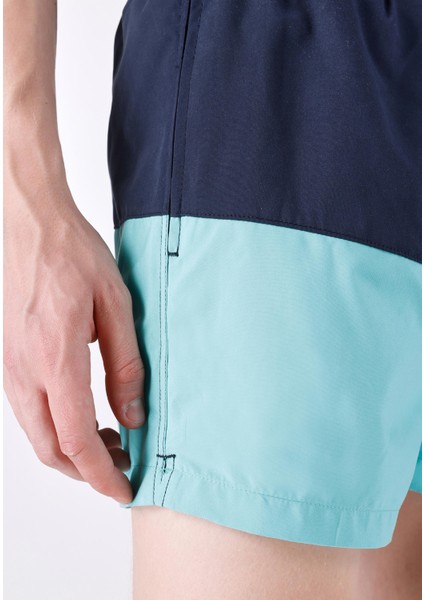 Slim Fit Düz Erkek Yeşil Deniz Şortu