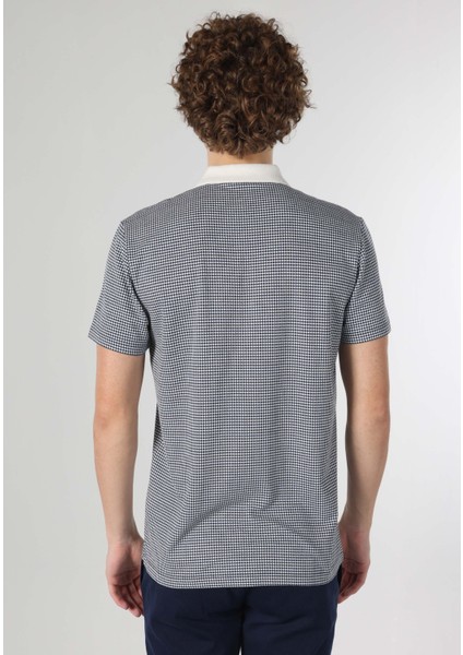 Regular Fit Polo Yaka Jakarlı Erkek Mavi Kısa Kol Tişört fiyatları