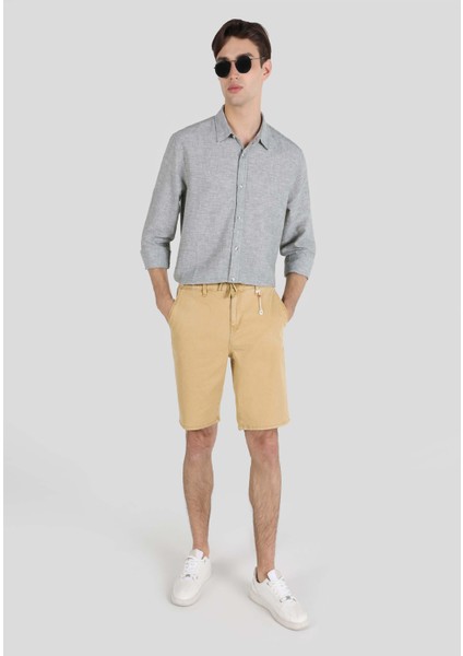 Chino Fit Orta Bel Camel Erkek Şort