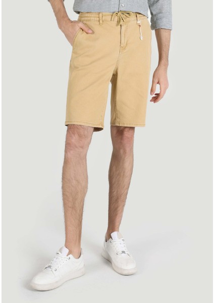Chino Fit Orta Bel Camel Erkek Şort
