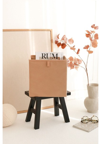 Bej Dolap Içi Çamaşır Oyuncak Düzenleyici Katlanır Saklama Kutusu Organizer 28 x 28 x 28