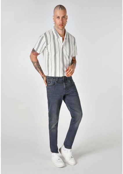 041 Danny Slim Fit Düşük Bel Dar Paça Erkek Siyah Jean Pantolon