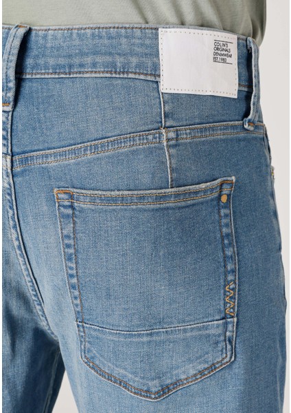 064 Elıo Crop Fit Erkek Mavi Jean Pantolon