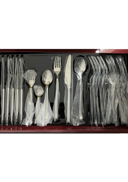 6 Kişilik Paslanmaz Çelik Metalik Çatal Kaşık Bıçak Takımı Seti indirimleri