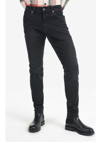 Slim Fit Düşük Bel Dar Paça Erkek Siyah Jean Pantolon
