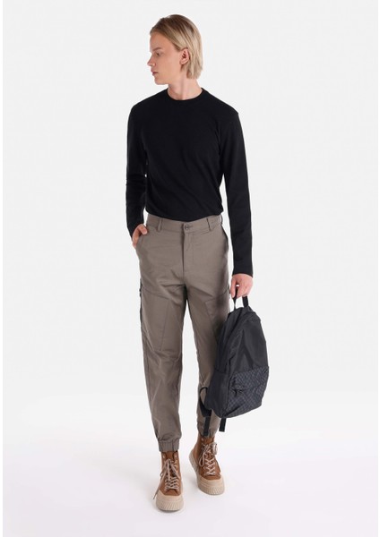Regular Fit Orta Bel Lastikli Paça Erkek Yeşil Pantolon