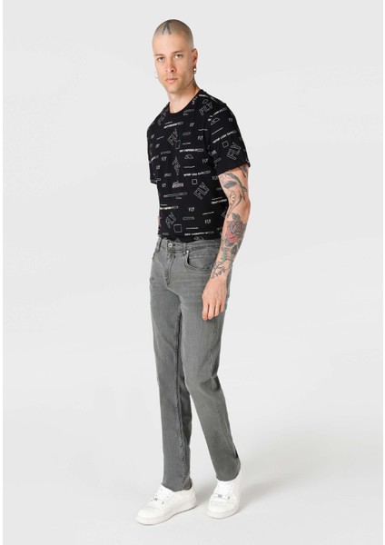 044 Karl Straight Fit Düşük Bel Düz Paça Erkek Gri Jean Pantolon