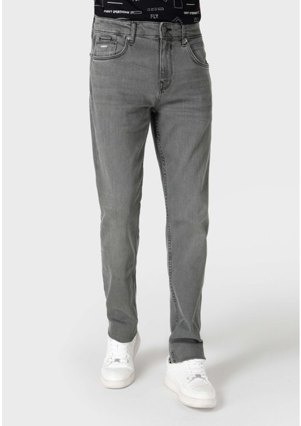 044 Karl Straight Fit Düşük Bel Düz Paça Erkek Gri Jean Pantolon