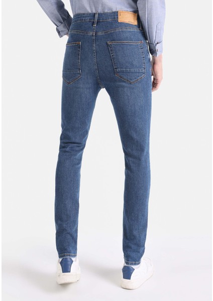 035 Ryan Skinny Fit Yüksel Bel Dar Paça Erkek Koyu Mavi Jean Pantolon