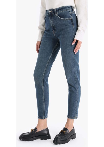 896 Marıa Mom Fit Kadın Mavi Jean Pantolon