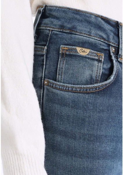 896 Marıa Mom Fit Kadın Mavi Jean Pantolon