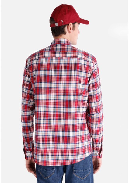 Slim Fit Shirt Neck Ekoseli Erkek Kirmizi Uzun Kol Gömlek fiyatları