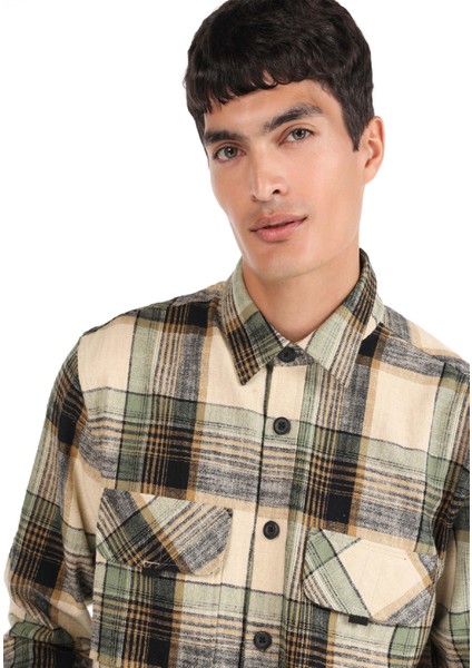Regular Fit Shirt Neck Ekoseli Erkek Yeşil Uzun Kol Gömlek fırsatları