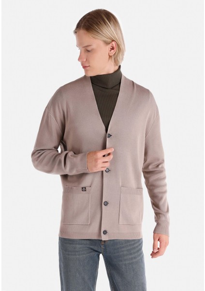 Comfort Fit Erkek Bej Hırka