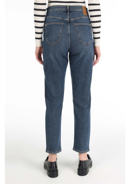 896 Marıa Mom Fit Kadın Mavi Jean Pantolon