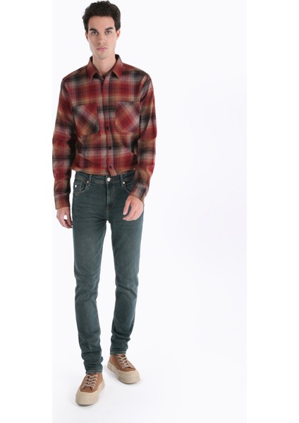 044 Karl Straight Fit Düşük Bel Düz Paça Erkek Yeşil Jean Pantolon
