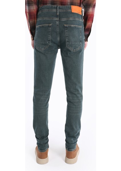 044 Karl Straight Fit Düşük Bel Düz Paça Erkek Yeşil Jean Pantolon