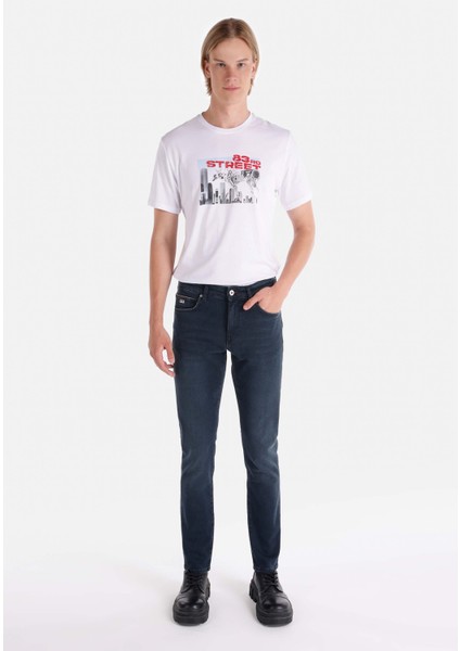 041 Danny Slim Fit Düşük Bel Dar Paça Erkek Koyu Mavi Jean Pantolon