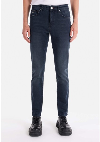 041 Danny Slim Fit Düşük Bel Dar Paça Erkek Koyu Mavi Jean Pantolon