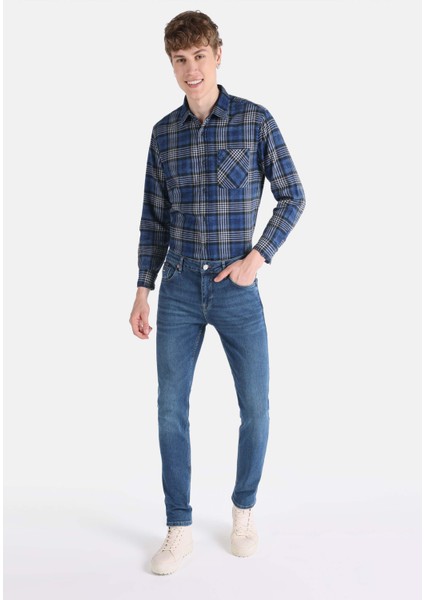044 Karl Regular Fit Düşük Bel Düz Paça Mavi Erkek Pantolon