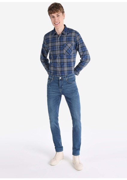 044 Karl Regular Fit Düşük Bel Düz Paça Mavi Erkek Pantolon