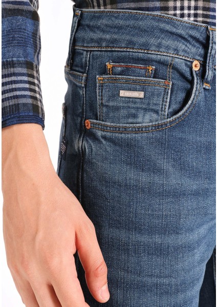 044 Karl Regular Fit Düşük Bel Düz Paça Mavi Erkek Pantolon