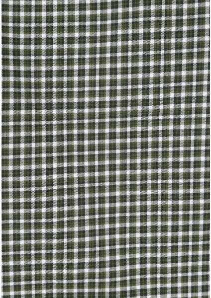 Regular Fit Shirt Neck Kareli Erkek Yeşil Uzun Kol Gömlek