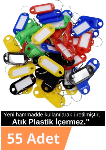 Plastik Anahtarlık - Isimli Renkli Anahtarlık Emlakçı Anahatlığı 55 Adet