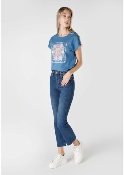 771 Emery Regular Fit Yüksel Bel Kısa Ispanyol Paça Kadın Denim Jean Pantolon