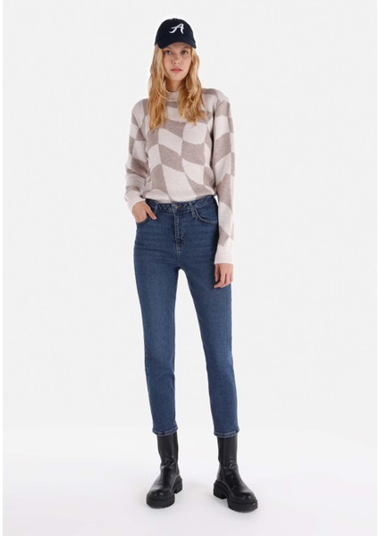 891 Maya Slim Fit Orta Bel Daralan Paça Kadın Mavi Jean Pantolon