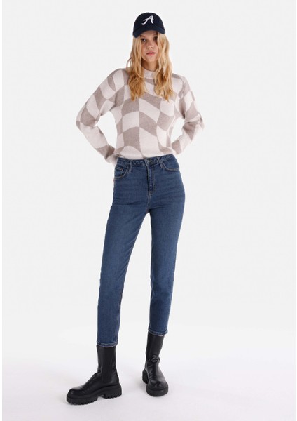 891 Maya Slim Fit Orta Bel Daralan Paça Kadın Mavi Jean Pantolon