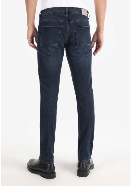 Straight Fit Orta Bel Düz Paça Erkek Lacivert Jean Pantolon fiyatları